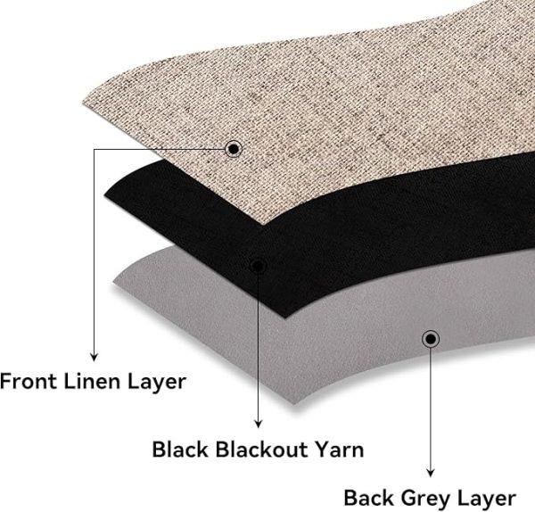CUCRAF Full Blackout Window Curtains 84 inches Long,Faux Linen Look Thermal Insulated Grommet Drapes Panels for Bedroom Living Room,Set of 2(52 x 84 inches, Light Khaki) - Image 3