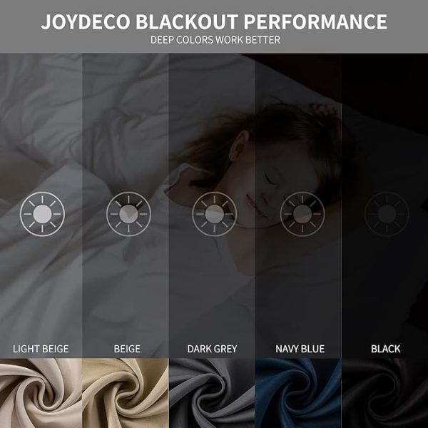 Joydeco Blackout Curtains 84 Inch Length 2 Panels Set, Thermal Insulated Long Curtains& Drapes 2 Burg, Room Darkening Grommet Grey Curtains for Living Room Bedroom Window (W52 x L84 Inch, Dark Grey) - Image 4