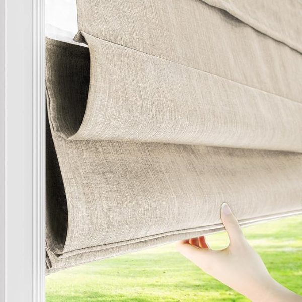 CHICOLOGY Roman Shades for Windows , Window Treatments , Roman Shades , Roman Window Shades , Room Darkening Shades , Window Shades , 23"W X 64"H , Belgian Flax (Privacy & Light Filtering) - Image 3