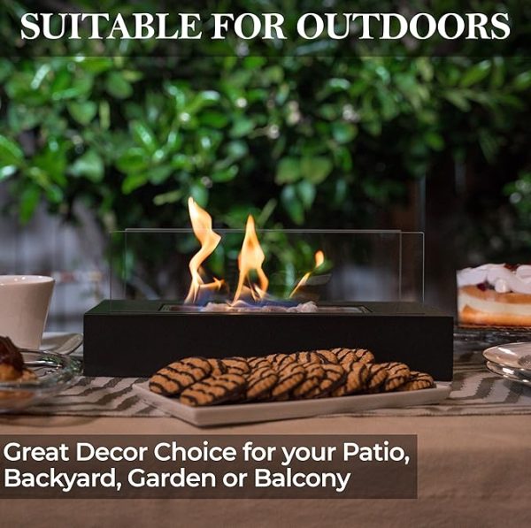 Tabletop Fire Pit with Smores Maker Kit Portable Indoor/Outdoor Mini Small Fireplace Table Top Decor Home Patio Gifts for Women Mom Her Wedding Housewarming Christmas Birthday White Elephant Gift - Image 3